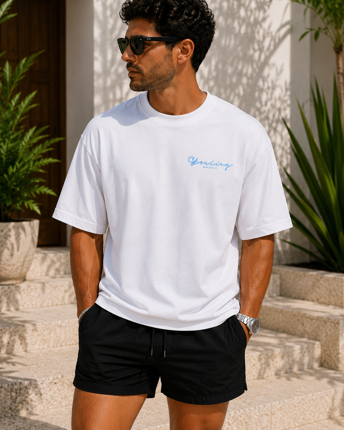 Sterling Blue Echo Tee - White