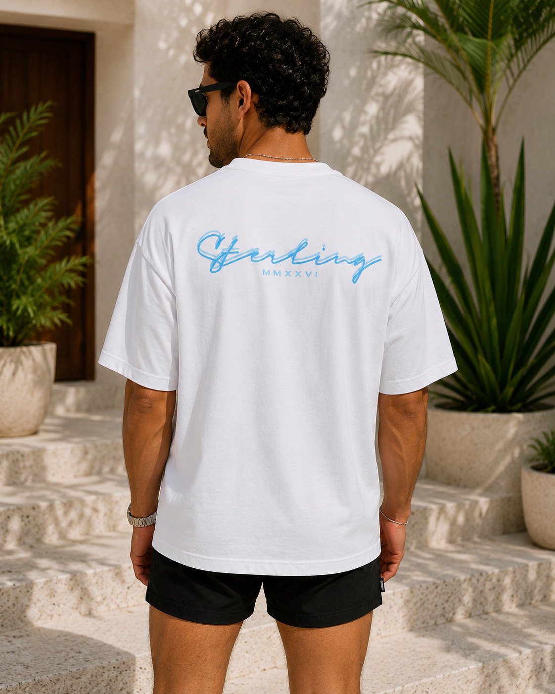 Sterling Blue Echo Tee - White